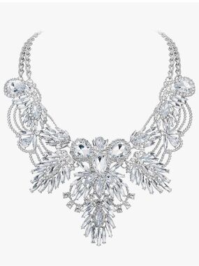Nordstrom, Ladies Statement Collar Necklace Rhinestone Crystal Leaf. NEW